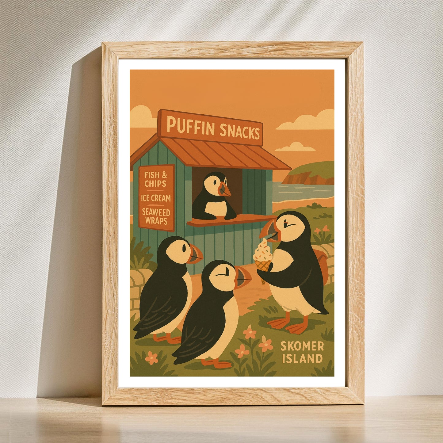 Puffin Snacks on Skomer Print