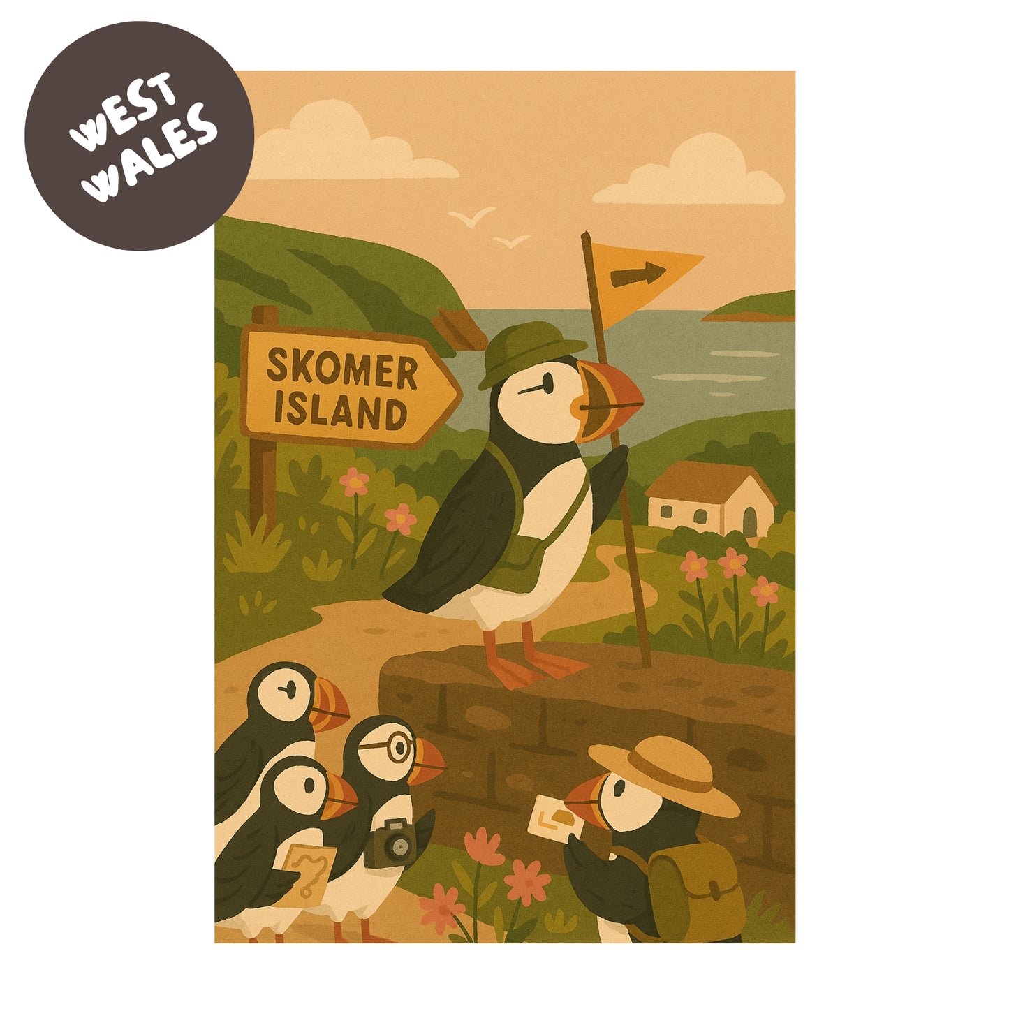 Puffin Tour on Skomer Print